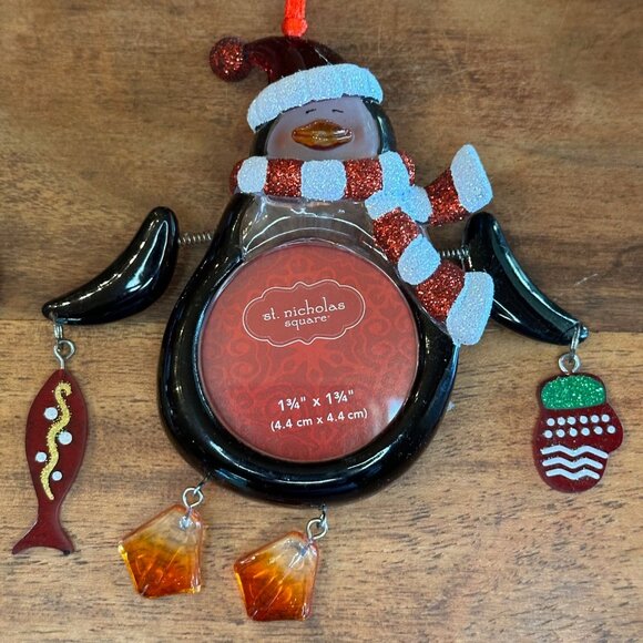 NWOT St.Nicholas Square- Snowman and Penguin Picture Frame Ornaments. - Picture 3 of 3
